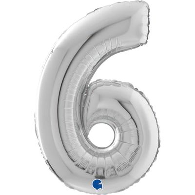 Grabo Palloncini compleanno numero 6. Palloncini per feste per bambini e adulti, in foil brillante. Palloncini colorati Made in Italy, 50x72 cm – Palloncini Argento