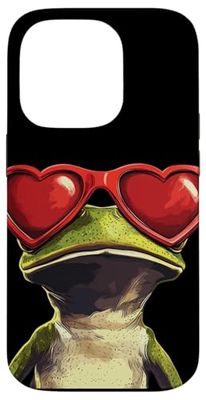 Costume décontracté grenouille avec lunettes de soleil en forme de cœur Coque pour iPhone 14 Pro