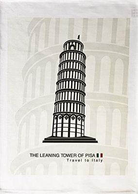 Half a Donkey De scheve toren van Pisa- grote katoenen theedoek
