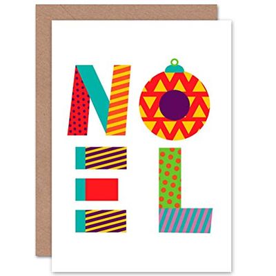 Wee Blue Coo CARD CHRISTMAS XMAS PATCHWORK NOEL COLOURFUL