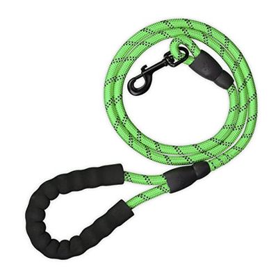 Relaxdays Guinzaglio per Cani di Grande e Piccola Taglia, 1,5 m Fino a 50 kg, Moschettone Riflettente Impugnatura, Verde, Nylon