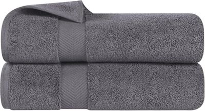 Superior Zero Parent Collection Lot de 6 Serviettes 100% Coton zéro Twist, Super Douces et absorbantes, Gris, Bath Towel Set