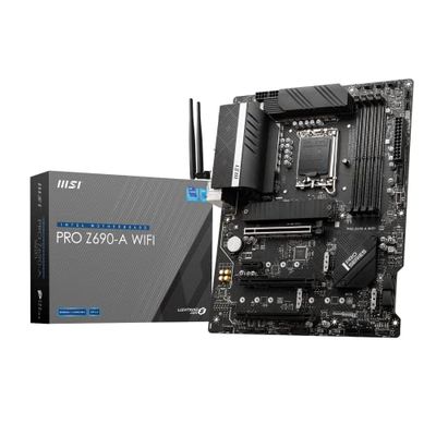 MSI PRO Z690-A WIFI moderkort ATX – Intel Core 12:e generationens processorer redo, LGA 1700 – 14 DuetRail 55A VRM, Memory Boost (DDR5-6400MHz/OC), 1x PCIe 5.0 x16, 3x M.2 Gen4 x4, HDMI, 2.5G LAN,