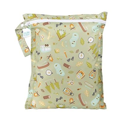 Bumkins Wodoodporna torba dla niemowląt podróżny strój kąpielowy tkanina pieluchy pompka części basen siłownia przybory toaletowe wózek pasek, 30 x 35 cm, Sprzęt obozowy D5, Wet Bag, Torba mokra