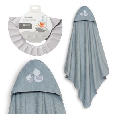 Interbaby - Mantello da bagno per bambini + berretto regolabile | Asciugamano con cappuccio 100% cotone, unisex, morbido, asciugatura rapida, ideale per neonati, neonati e bambini piccoli, design