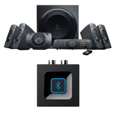 Logitech Z906 5.1 Surround Sound Speaker System, THX, Dolby & DTS Certified, 1000 Watts Peak Power,PC/PS4/Xbox/Music Player/TV/Smartphone/Tablet + Bluetooth Receiver/Bluetooth Audio Adapter