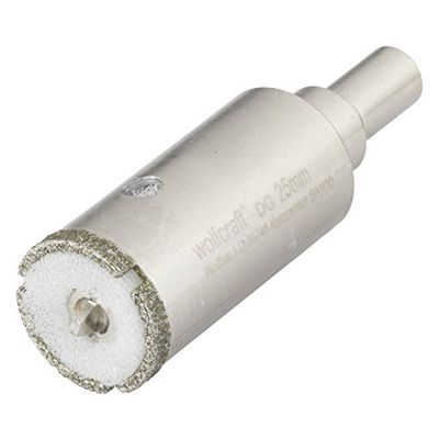 wolfcraft Coroa de perfuração de diamante "Ceramic" com broca centradora e haste I 5924000 I para instalações sanitárias e elétricas em azulejos e azulejos; profundidade de corte: 45 mm