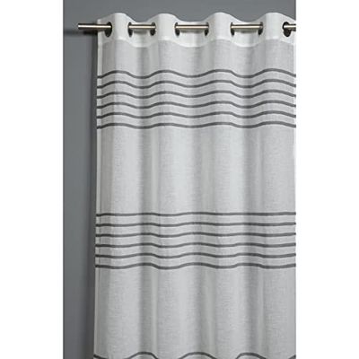 GARDINIA Gordijn met oogjes, doorschijnend ooggordijn, 3D-strepen, doorschijnend en transparant, grijs, 140 x 245 cm