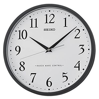 Seiko Draadloze wandklok zwart kunststof QXR210K