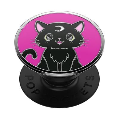PopSockets: PopGrip - Soporte y Agarre para Teléfonos Móviles y Tablets con un PopTop Intercambiable - Enamel Black Cat Magic