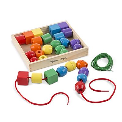 Melissa & Doug Cuentas Primarias para Atar,Juguetes de madera, Arte y Artesanía, Juego educativo, Juguetes de desarollo, Juguete Montessori, Regalo para niños y niñas de 3 4 5 6 Años
