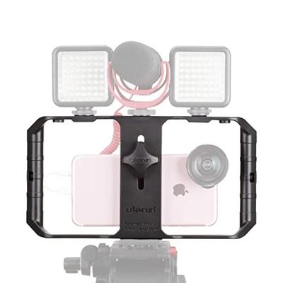 ULANZI U-Rig Pro smartphone videorigg – stabiliseringsgrepp med stativanslutning för telefonfilmskapare – universal för iPhone och Samsung, svart
