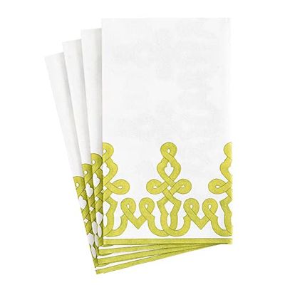 Caspari Dessin Passementerie - Tovaglioli di carta per ospiti, colore: verde muschio – 12 per confezione