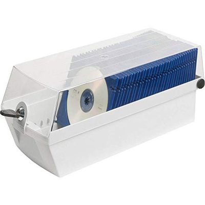 HAN CD-Box MÄX 60 – professionele box voor 60 CD/DVD's, stabiele en mooi gevormde CD-container met slot en 2 MÄX Trays, lichtgrijs, 9260-11