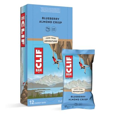 Clif Bars - Energy Bar / Nutritional Protein Bar - Blueberry Almond Crisp - Plant Based Protein - 12 x 68 g