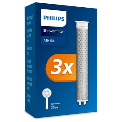 Philips Water Douchekop met filter, vervangingsfilter, 3 stuks, verwijdert effectief chloor en andere grote deeltjes, 1 maand filtercapaciteit