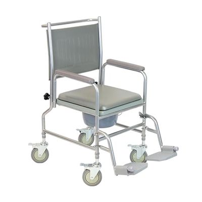 NRS Healthcare Wheeled Commode/Over Toilet Chair with Padded Seat and Back S30063 - Height Adjustable