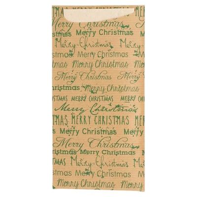 García de Pou 802.07 bestekzak, gerecycled, Merry Christmas, 80 + 10 Pe G/M2, 11,2 x 22,5 cm, bruin