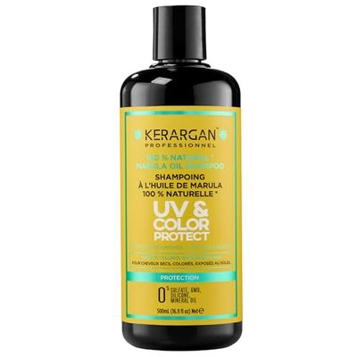 Kerargan - Shampoing Protecteur UV & Couleur à l'Huile de Marula pour Cheveux Secs et Colorés - Nettoie, Protège, Nourrit - Sans Sulfate, OGM, Silicone, Huile Minérale - 500ml