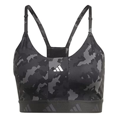 adidas Aeroreact Sostegno leggero reggisena sportivi, Grey Five/Carbon, XS