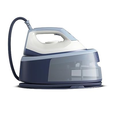 Philips Ferro da stiro con Generatore di Vapore Serie 3000, 2400W, 120g/min di Vapore Continuo, Colpo Vapore da 350g, 6 Bar, Vapore Verticale, Piastra in Ceramica, Azzurro Intenso (PSG3000/20)