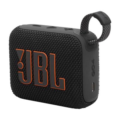 JBL Go 4 in Black - Portable Bluetooth Speaker Box Pro Sound, Deep Bass and Playtime Boost Function - Waterproof and Dustproof - 7 Hours Runtime