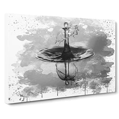Water Droplet Rain Abstract Art Vol.9 V4 Modern Canvas Wall Art Print Ready to Hang, Framed Picture for Living Room Bedroom Home Office Décor, 20x14 Inch (50x35 cm)