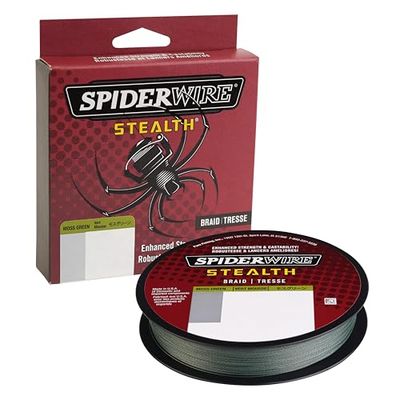 SPIDERWIRE 1374604, Stealth Braid Superline-Carrete de línea Trenzada, 200 Yardas, 0.000 Pulgadas de diámetro, Resistencia a la Rotura de 80 Libras, Musgo, Hombres, Verde (Moss Green), 1500yd | 1371m