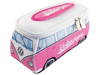 BRISA VW Collection - Volkswagen Trousse Universelle en Néoprène pour Maquillage, Cosmétiques, Toilette, Pochette T1 Combi Bus (Feu/Rouge/Grand)