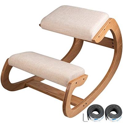VEVOR Tabouret Ergonomique Tabouret Réglable Ergonomique Coussins Confortables Bureau Maison Façonnant et Soulageant Stress Fauteuil Ergonomique à Genoux Tabouret Chêne Blanc