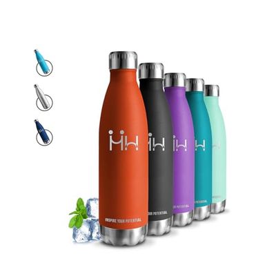 Botella Agua Acero Inoxidable- 500ml- Termica, A Prueba de Fugas, sin Bpa, de Agua Deportiva, Mantiene 24H Frio/12H Calor, Garrafa Termica para Escuela, Gym, Oficina, Outdoor