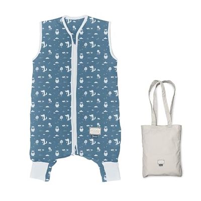 Nuvita MOOVO by 90200 | Gigoteuse avec Pied et Chaussettes Pliables, Coton Biologique, certifié Öko-Tex TOG 2.5, Taille : 1 an, Bleu poudré