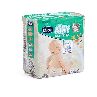 Chicco Airy Ultra Fit & Dry Maxi maat 4 luiers voor kinderen 7-18 kg, 19 stuks