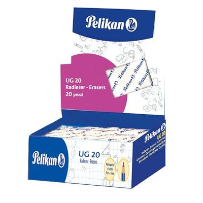 Pelikan Gomma Pane UG 20 Bianca, Gomme da Cancellare, Adatte per Disegno Tecnico, Artistico e Scolastico, per Carboncino e Grafite, Confezione da 20 Pezzi