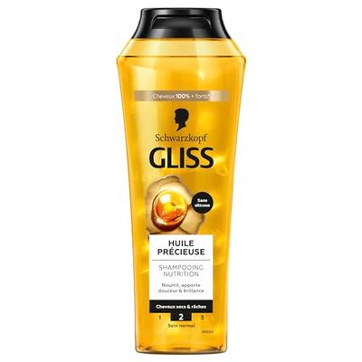 Schwarzkopf - GLISS - Shampooing Nutrition - Huile Précieuse - Sans Silicone - Nourrit - Apporte Douceur & Brillance - Cheveux secs & rêches - Cheveux 100% Plus Forts - Soin Normal - 250ml