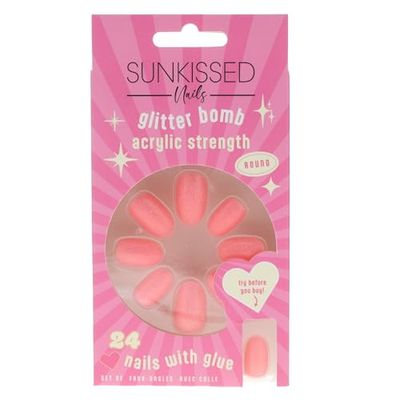 Sunkissed Nail Studio Glitter Bomb Round False Nails