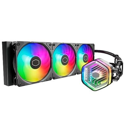 Cooler Master MasterLiquid Atmos 360 zwarte processor waterkoeling - AIO-waterkoelsysteem, tweekamerpomp, Sickleflow 120 Edge-ventilatoren, adresseerbare Gen 2 RGB, LGA1700 en AM5-beugels