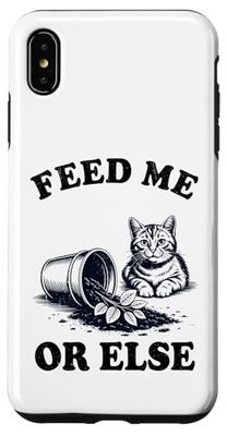 Feed Me Or Else Plante pour Chat Chaton Plantes Amoureux des chats Coque pour iPhone XS Max