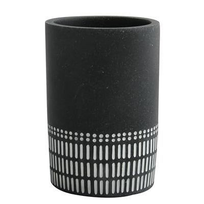 Spirella, Yuma, Bicchiere in poliresina e bambù, Design Elegante e Moderno, Ideale per Bagno, Resistente e Durevole, Colore Grigio Scuro e Bianco, Misura Standard