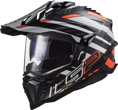 LS2, Motorcykelhjälm Cross Explorer Carbon Edge svart orange vit, XL