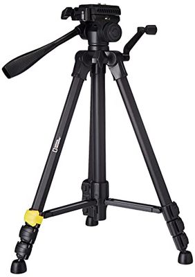 National Geographic, Treppiede Foto Grande con Testa 3 Vie e Sblocco Rapido, Gambe a 4 Sezioni, Chiusura Leva, Colonna Centrale a Cremagliera, Portata max 3kg, Borsa Inclusa, Alluminio, NGPH001
