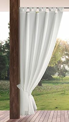 Eurofirany Tuingordijn met lusgordijn, 1 stuks, afneembare lussen, zonwering, inkijkbescherming, winddicht, waterdicht, voor paviljoen, terras, pergola, 155x200 cm, wit
