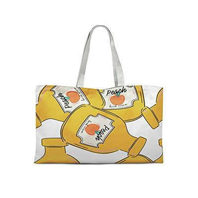 Bonamaison Tryckt tygväska, återanvändbar matkasse, shoppingväska, maskintvättbar, vikbar, tygpåse med handtag, 47 x 42 cm