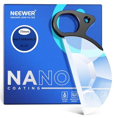NEEWER 79mm Filtro per Lente Prisma Caleidoscopio a Semiluna con Maniglia, Foro Filettato da 1/4" per Essere Montato, Cristallo Ottico K9 Filtro Effetto Semicircolare per Numero Variabile di Soggetti