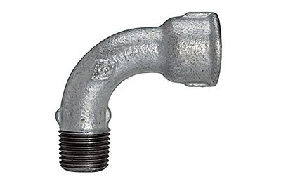 Arc 1 long, 90 °, IG/AG, Rp/R 1/2, température de fonctionnement -20 °C à 300 °C, fonte noire, galvanisée à chaud, DIN EN 10242.
