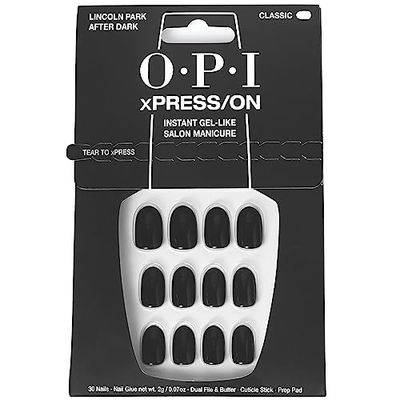 OPI xPRESS/ON Lincoln Park After Dark - Dark Purple Short Round Press On Nails - With Nail Glue - Long Lasting, Reusable & Non-Damaging Short False Nails
