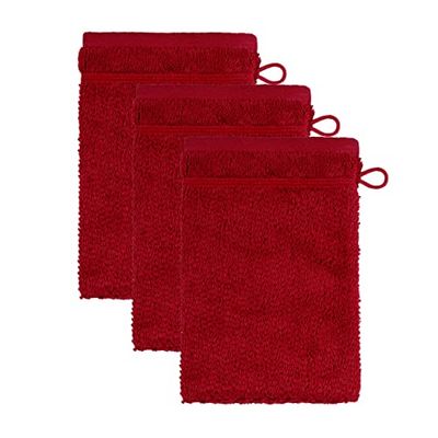 Frottana Guante de Lavado Pearl de 15 x 20 cm, 100% algodón, rubí 3er Set