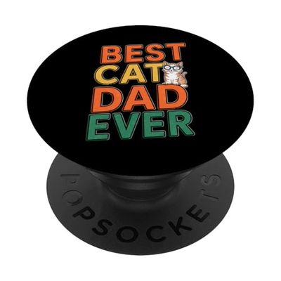 Best Cat Dad Ever: Retro Cool Cat Graphic PopSockets PopGrip Adesivo