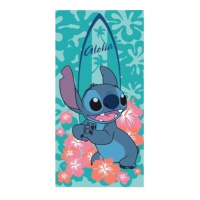 Disney Lilo ET Stitch, Toalla, 100x140 cm, Mixto, Niño, Niña, Lona, Cuadros, Toalla de Playa, Toalla de baño, Lino, Algodón, Modelo AYM-036STITCH-BTM S1-TU, Bleu