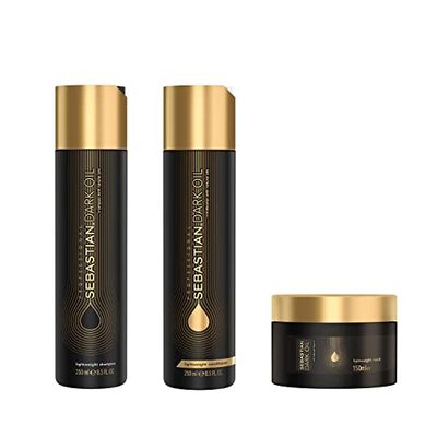 Sebastian Professional Dark Oil Shampoing, après-shampoing et masque légers | Adoucit et nourrit | Apporte un volume naturel |Pour tous types de cheveux, 250 ml, 150 ml